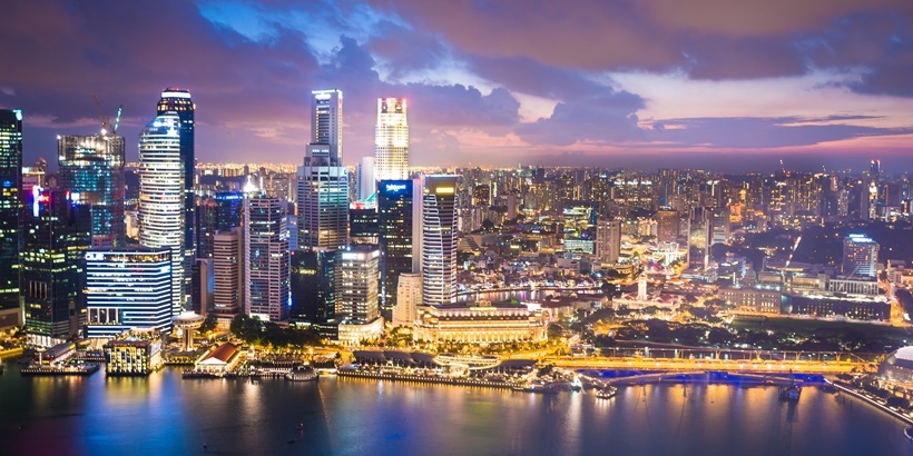 Panoramic View of Singapore at Dusk