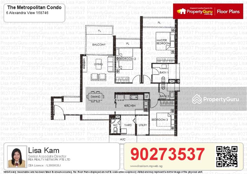 The Metropolitan Condominium, 6 Alexandra View, 3 Bedrooms, 1,400 sqft, Condominium For Rent, by LISA, 11491731 - 3Bed-1,400 sqft - PropertyGuru.com.sg