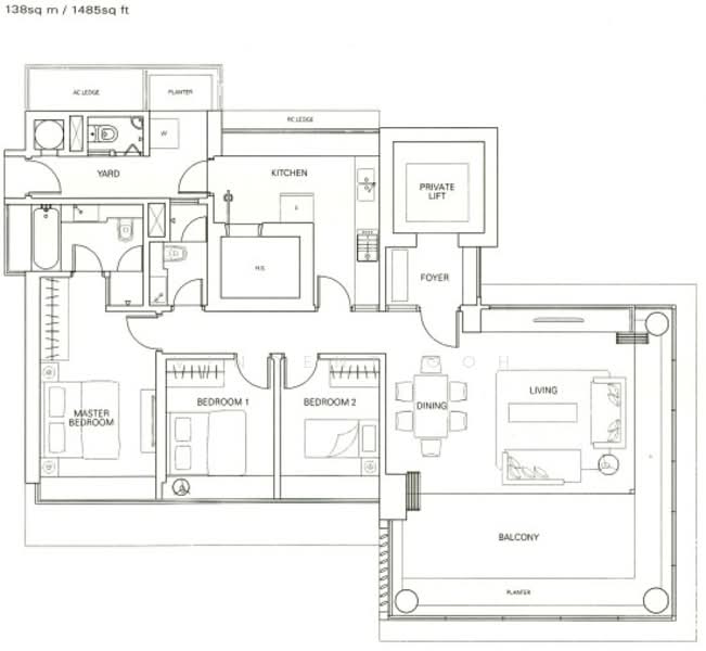 Pavilion 11, 23 Akyab Road, 3 Bedrooms, 1,485 sqft, Condominium For Rent, by Vincent Goh, 12724689 - 3Beds-1,485sqft - PropertyGuru.com.sg