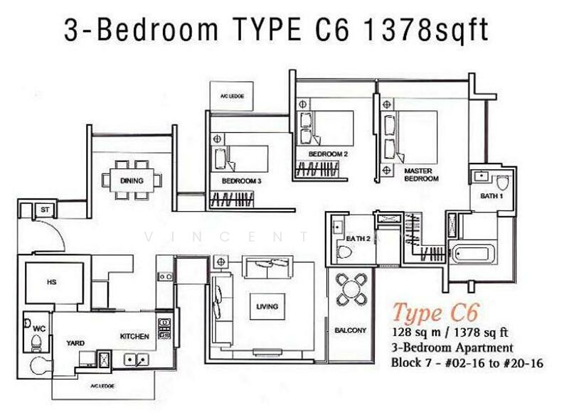 3Bed-1,378 sqft