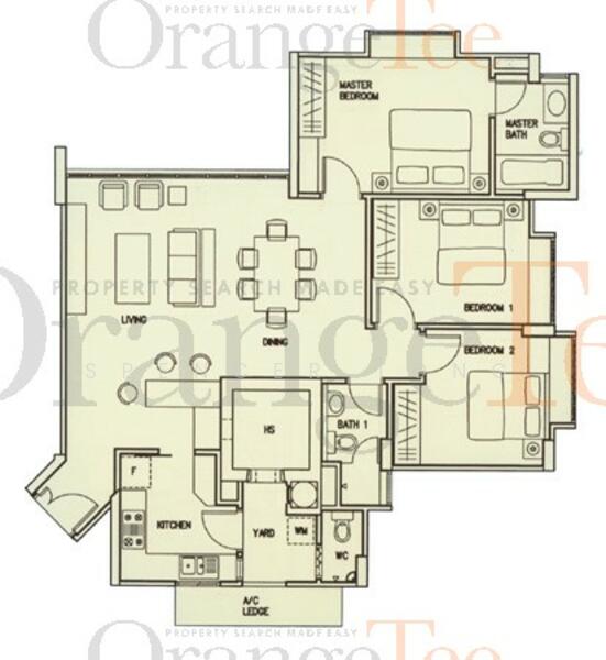 3Bed-1,238 sqft