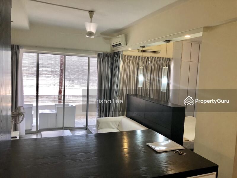 Open Concept Living & Bedroom with Ceiling Fan