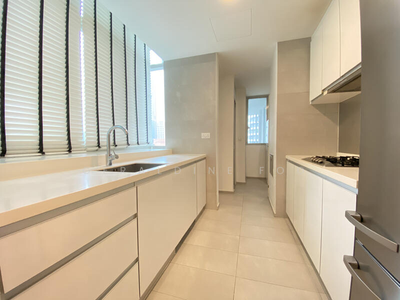 Wet kitchen with fridge, dishwasher and gas hobs