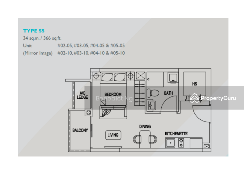 Studio-366 sqft