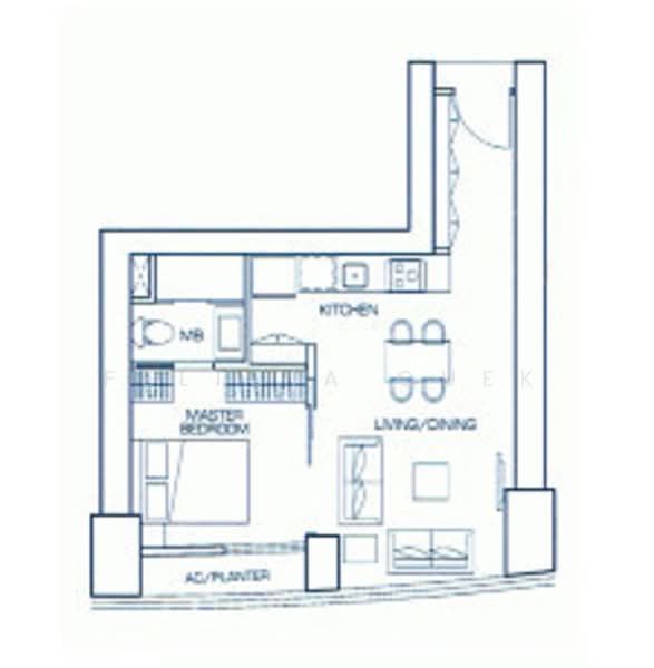 Studio-614 sqft