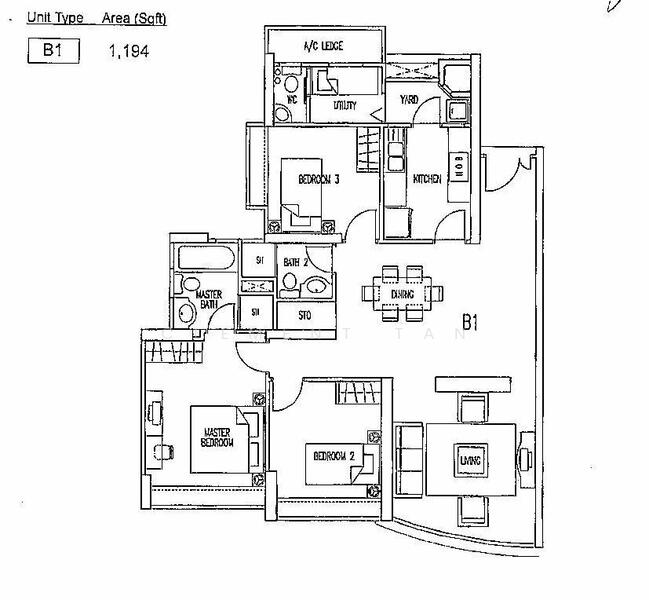 3Bed-1,184 sqft