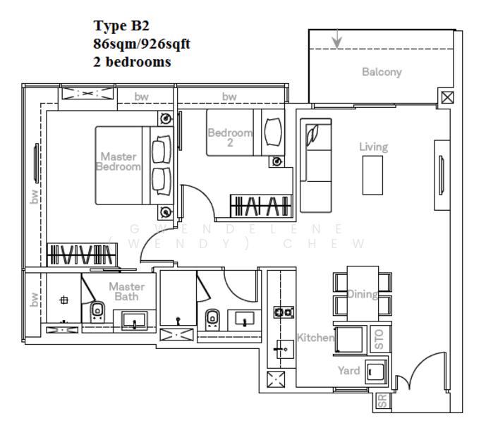 2Bed- 926 sqft