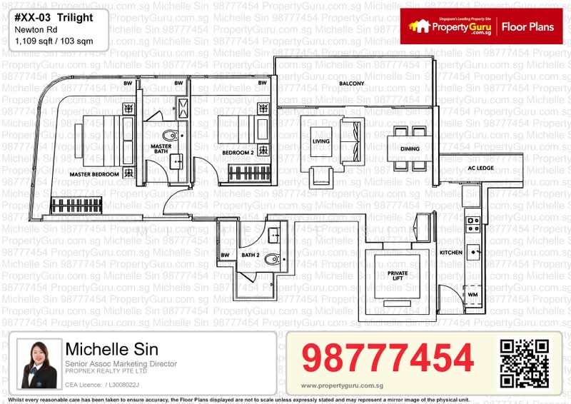 Trilight, 7 Newton Road, 2 Bedrooms, 1,109 sqft, Condominium For Rent, by Michelle Sin, 18179575 - PropertyGuru.com.sg