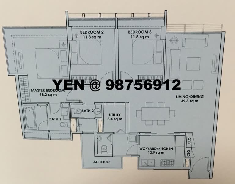 City Square Residences, 6 Kitchener Link, 3 Bedrooms, 1,206 sqft, Condominium For Rent, by Yen Neo L Y, 18475049 - 3Beds-1,206sqft - PropertyGuru.com.sg