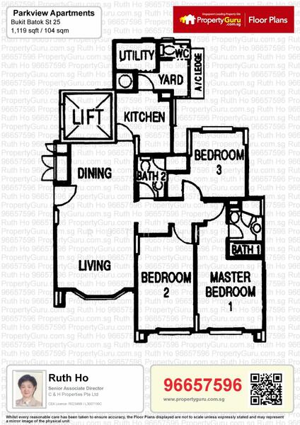 3Bed-1,119 sqft