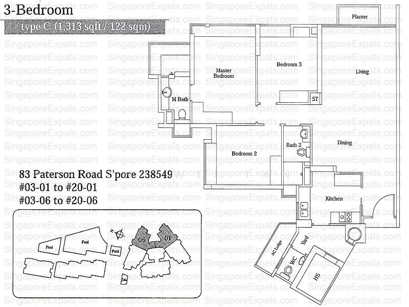 Paterson Residence, 83 Paterson Road, 3 Bedrooms, 1,313 sqft, Condominium For Rent, by Zhi Wei Tan, 18662401 - 3Bed-1,313 sqft - PropertyGuru.com.sg
