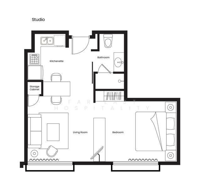 Adina Serviced Apartments Singapore Orchard, 121 Penang Road, Orchard / River Valley, 3 Bedrooms, 1,098 sqft, Apartment For Rent, by Far East Hospitality, 18763396 - Studio Floor Plan - PropertyGuru.com.sg