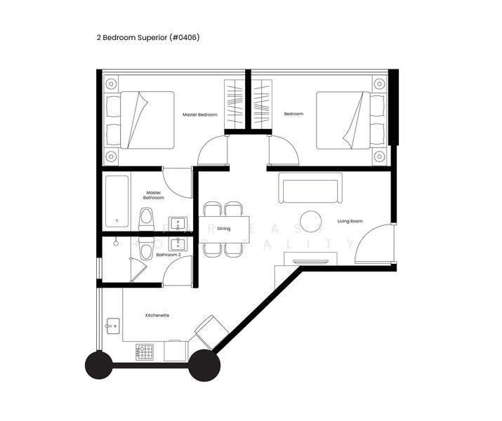 Village Residence West Coast, West Coast, Buona Vista / West Coast / Clementi New Town, 3 Bedrooms, 1,283 sqft, Apartment For Rent, by Far East Hospitality, 18763739 - 2 Bedroom Superior Floor Plan - PropertyGuru.com.sg