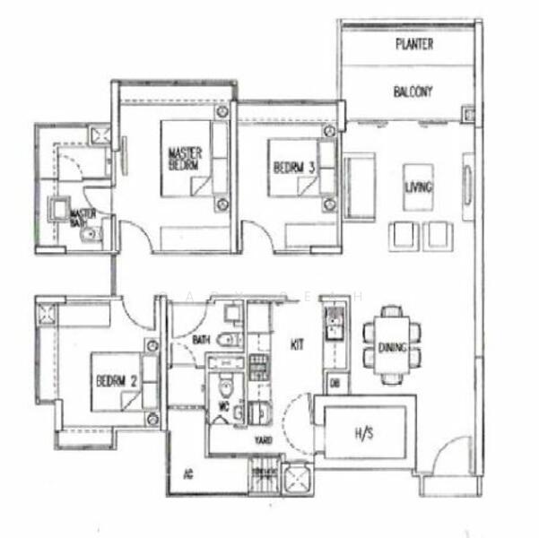 3Bed-1,206 sqft