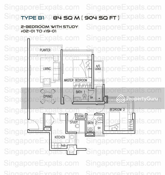 2Bed-904 sqft
