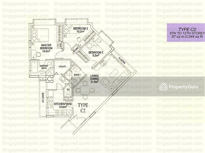 3Bed-1,044 sqft