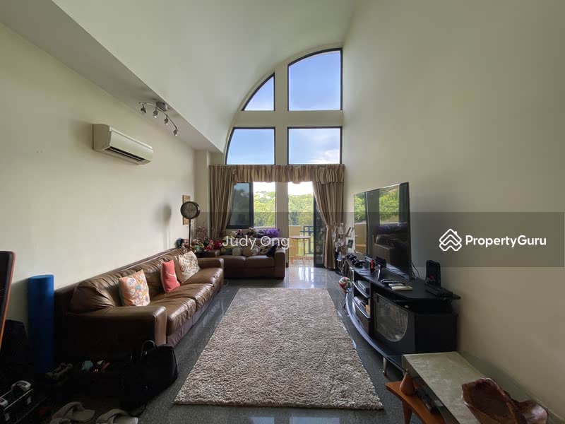 Living room with high ceiling