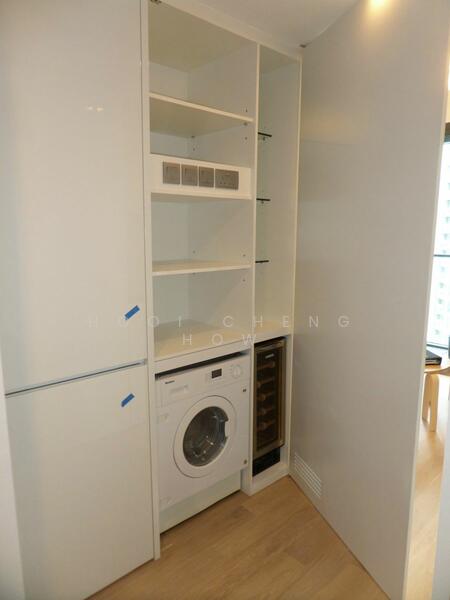 Other door hides washer/dryer and wine fridge