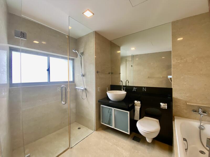 Attached bathroom with bathtub