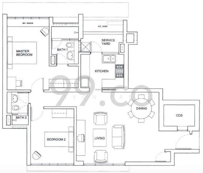 The Trumps, 1 Jalan Kembangan, 2 Bedrooms, 1,044 sqft, Condominium For Rent, by Evon Tan, 19119933 - PropertyGuru.com.sg