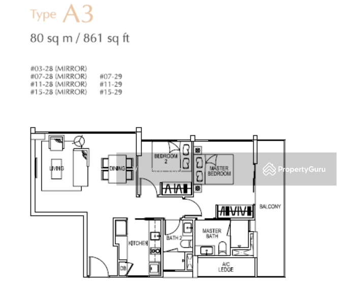 2Bed-861 sqft