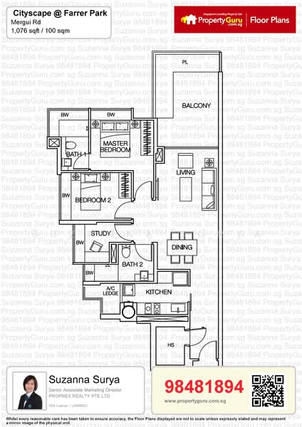 Cityscape at Farrer Park, 101 Mergui Road, 2 Bedrooms, 1,076 sqft, Condominium For Rent, by Suzanna Surya, 19128184 - PropertyGuru.com.sg