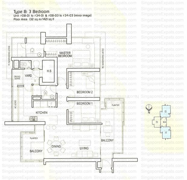 3Bed-1,421 sqft