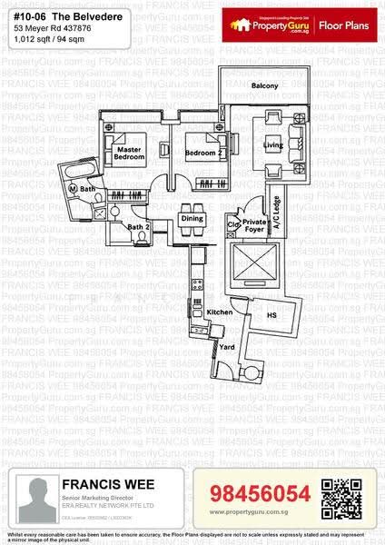 The Belvedere, 51 Meyer Road, 2 Bedrooms, 1,012 sqft, Condominium For Rent, by Francis Wee, 19159289 - 2Bed-1,012 sqft - PropertyGuru.com.sg