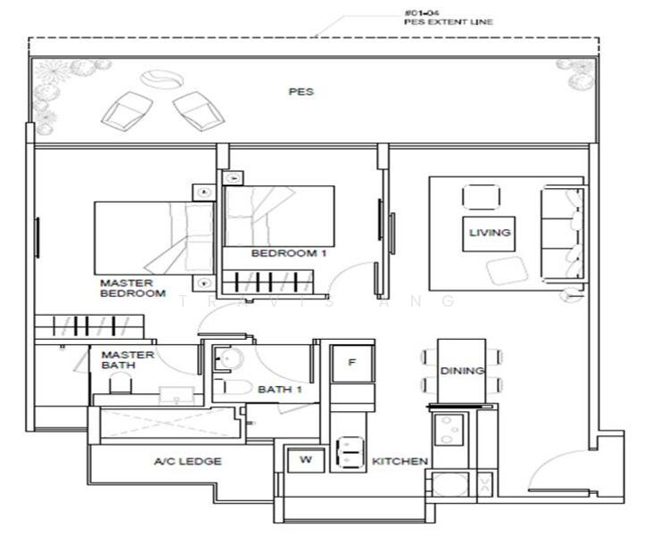 2Bed-1,119 sqft