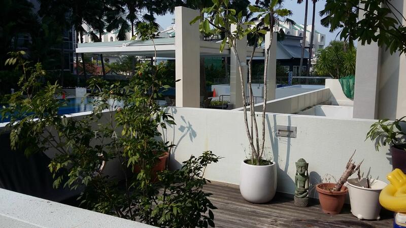 spacious patio facing pool