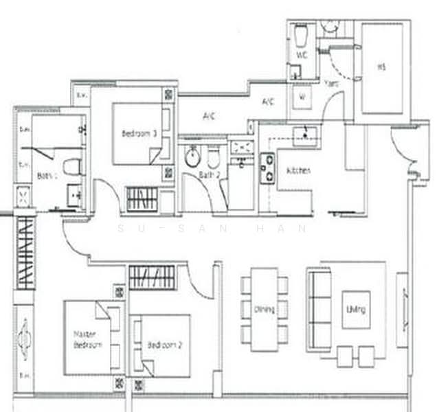 Kovan Residences, 3 Kovan Road, 3 Bedrooms, 1,259 sqft, Condominium For Rent, by Su-san Han, 19356070 - 3Beds-1,259sqft - PropertyGuru.com.sg