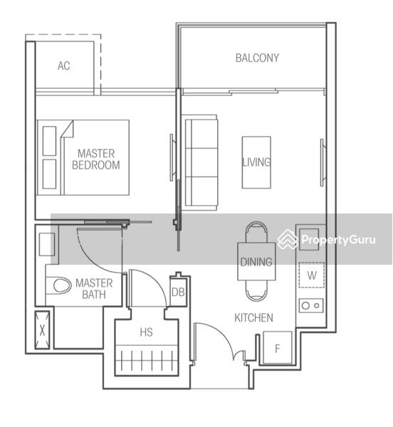 1Bed-464 sqft
