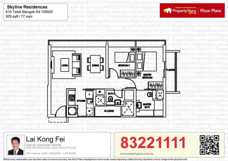Skyline Residences, 610 Telok Blangah Road, 2 Bedrooms, 829 sqft, Condominium For Rent, by Lai Kong Fei, 19568812 - PropertyGuru.com.sg