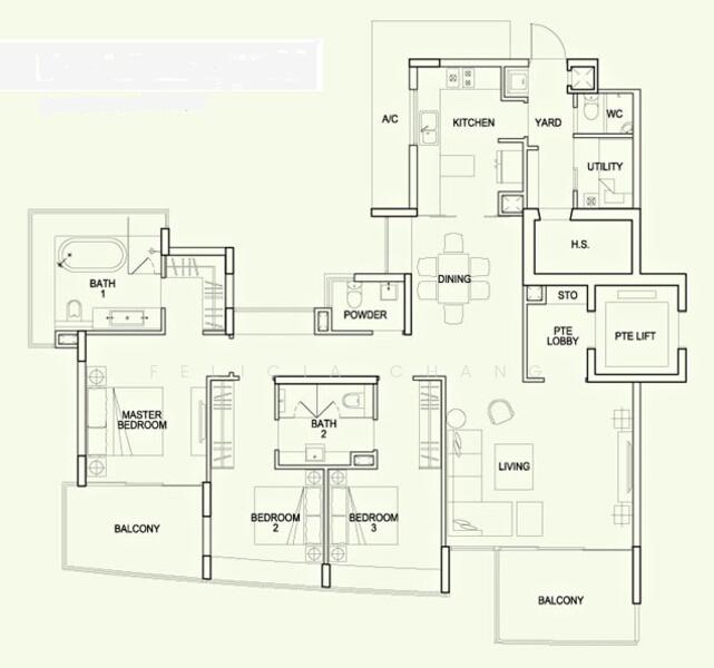3Bed-1,830 sqft