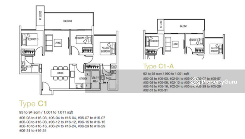 3Bed-1,001 sqft