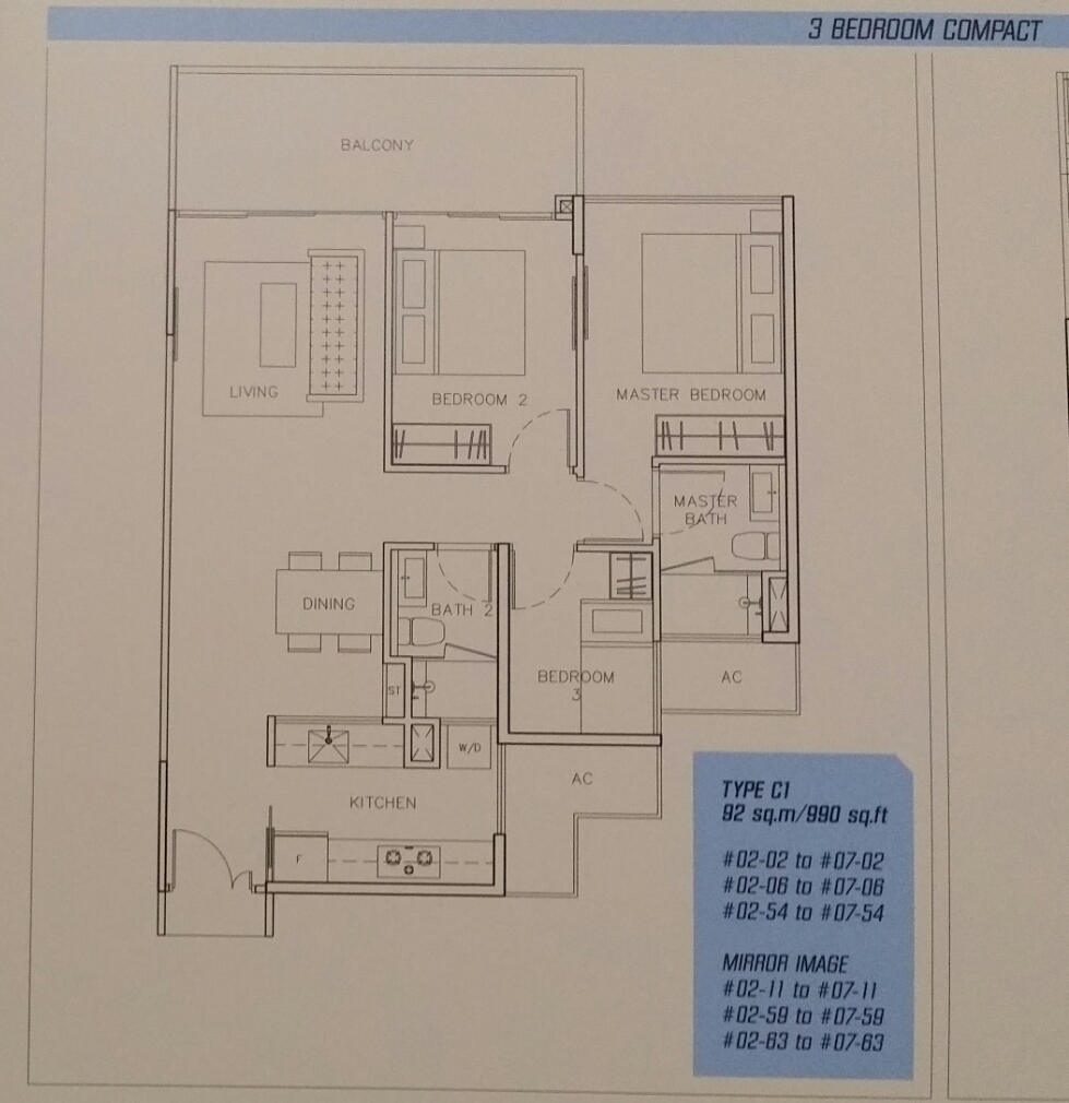 3Bed-990 sqft