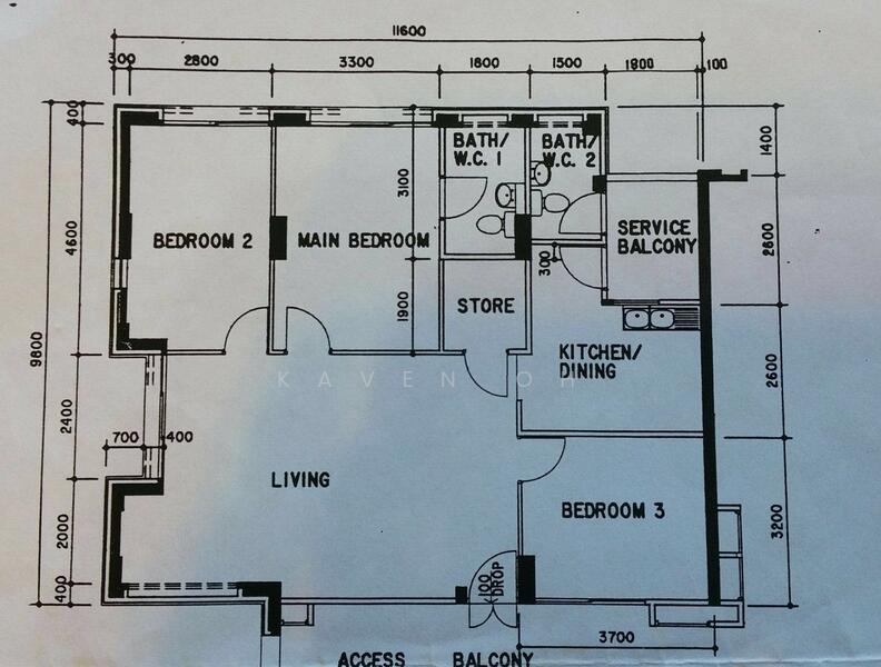 3Bed-1,140 sqft
