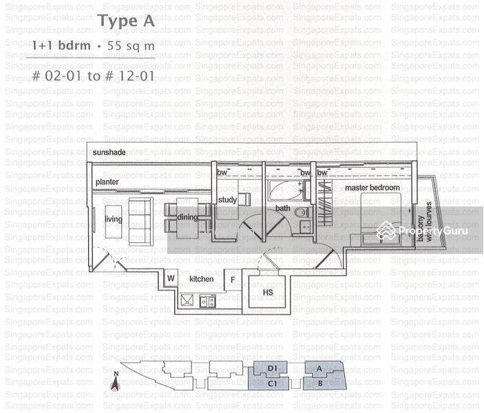 1Bed-570 sqft
