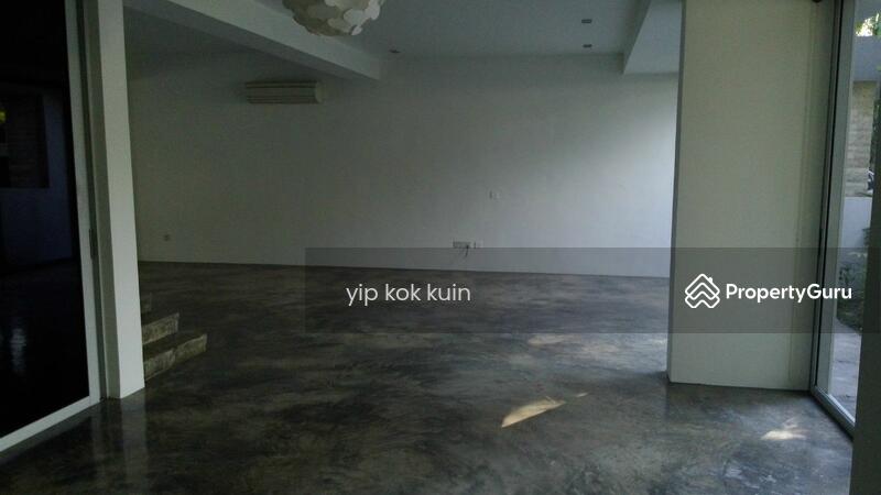 concrete open concept entertainment area