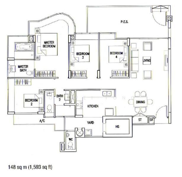 3Bed-1,593 sqft