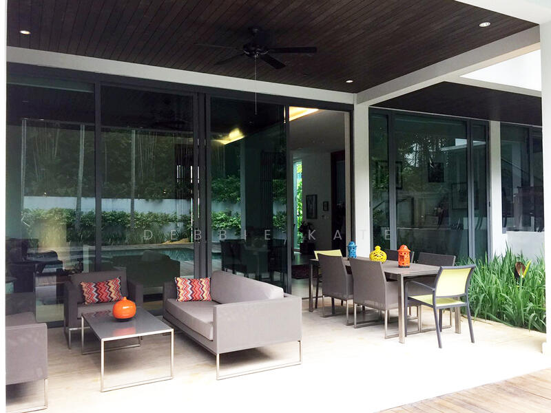 Lovely Patio overlooking pool and greenery