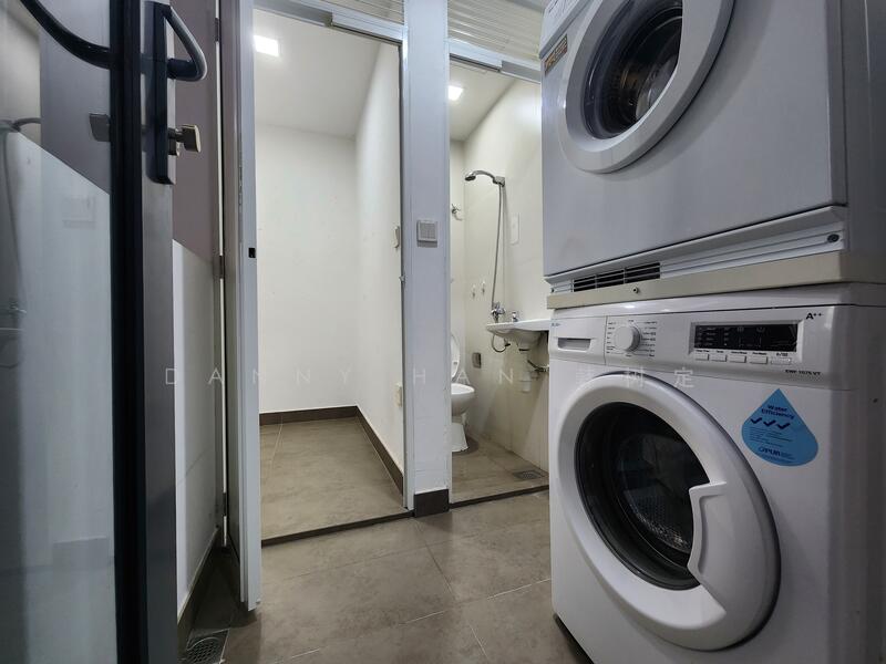 Yard area with washer and dryer. Helper's room and toilet