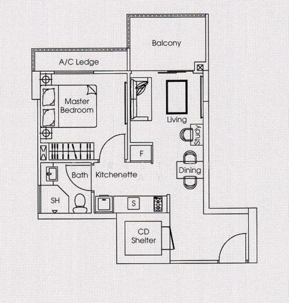 1Bed-495 sqft