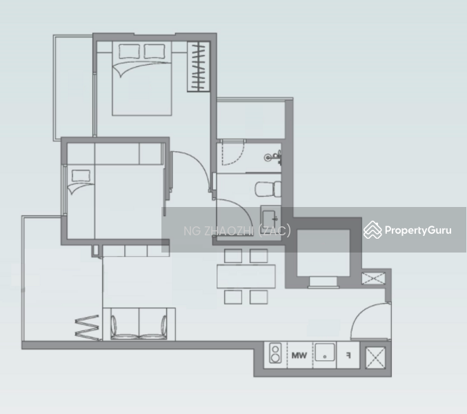 2Beds-592sqft