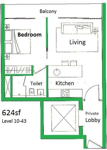 1Bed-624 sqft