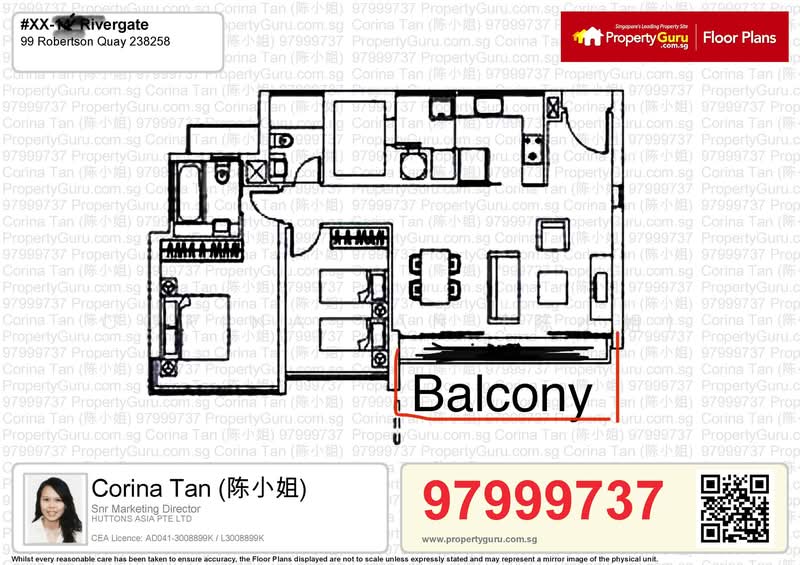 Rivergate, 99 Robertson Quay, 2 Bedrooms, 1,044 sqft, Apartment For Rent, by Corina Tan, 20180078 - PropertyGuru.com.sg