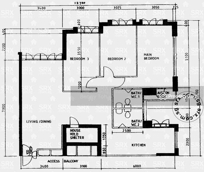 3Bed-969 sqft