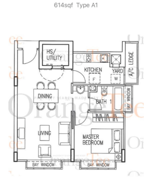 1Beds-614sqft