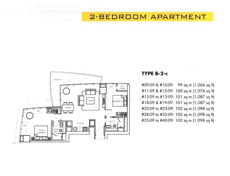 2Bed-1,098 sqft