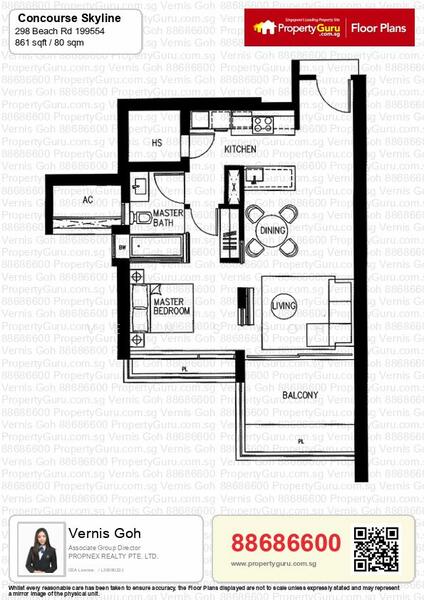 Concourse Skyline, 300 Beach Road, 1 Bedroom, 861 sqft, Condominium For Rent, by Vernis Goh, 20362361 - PropertyGuru.com.sg